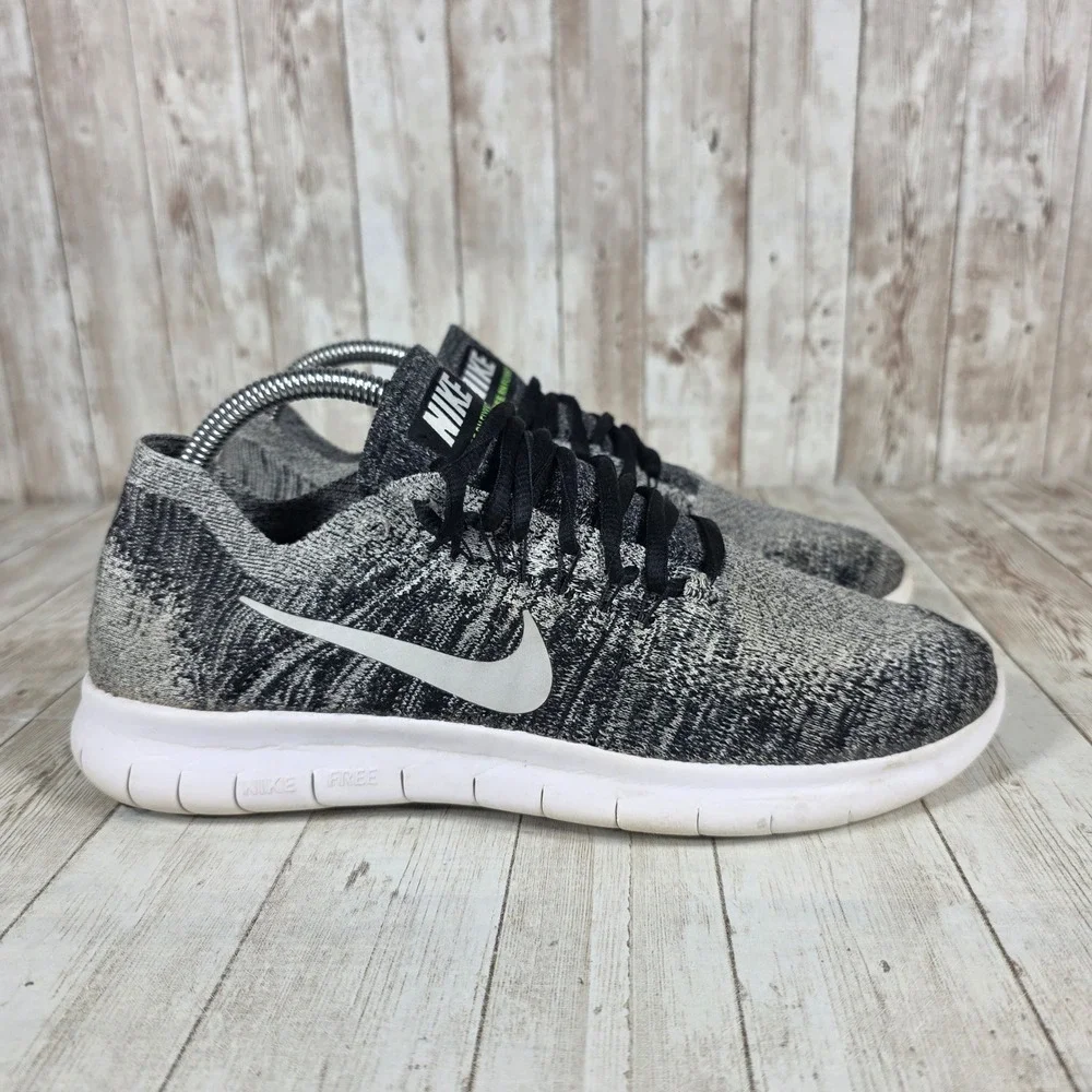 Nike Free RN Flyknit Women's Running Shoes Gray Black‎ Size 8.5